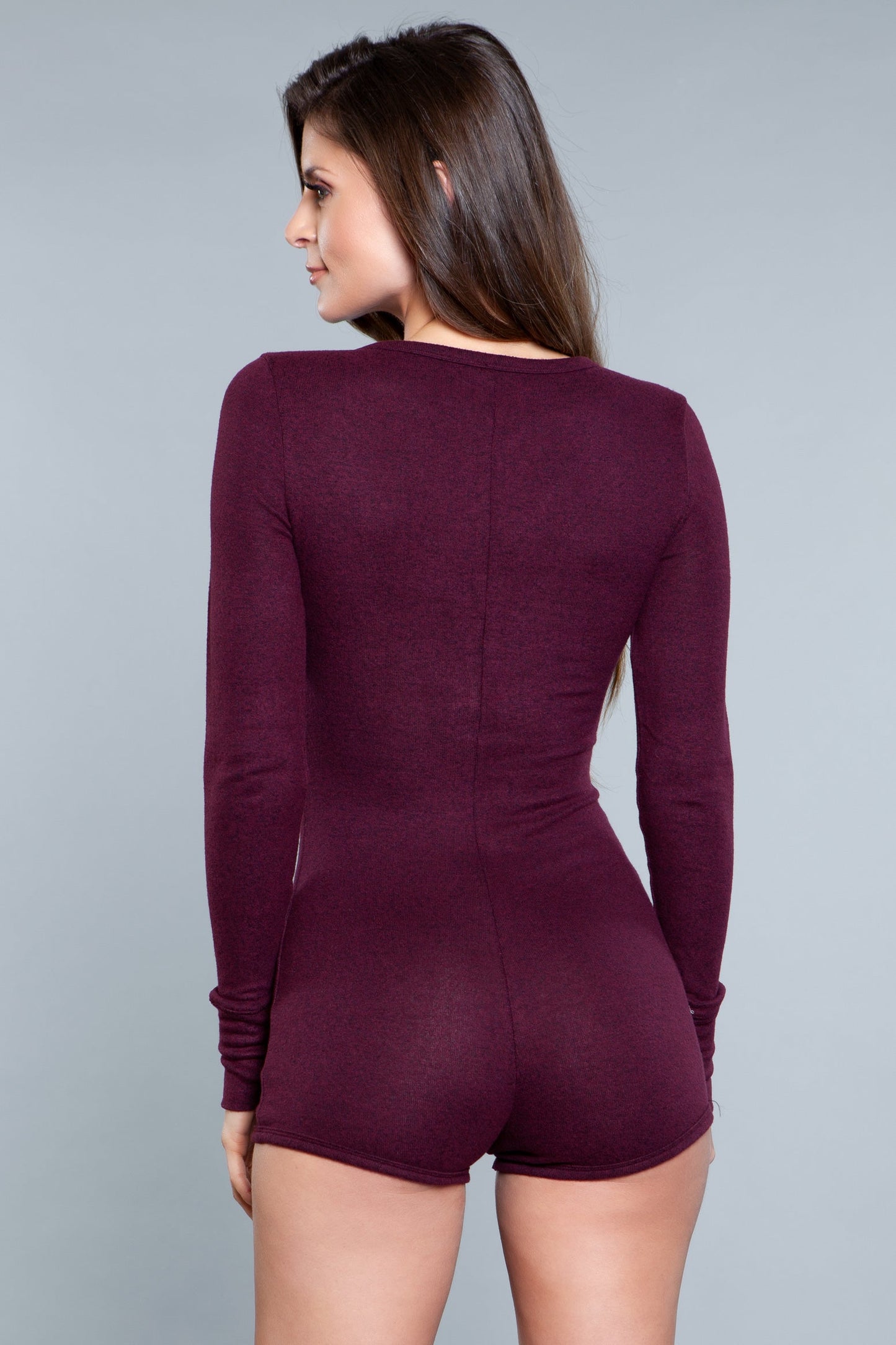 Nala Romper – Cozy Knit Henley Romper with Snap-On Button Closure