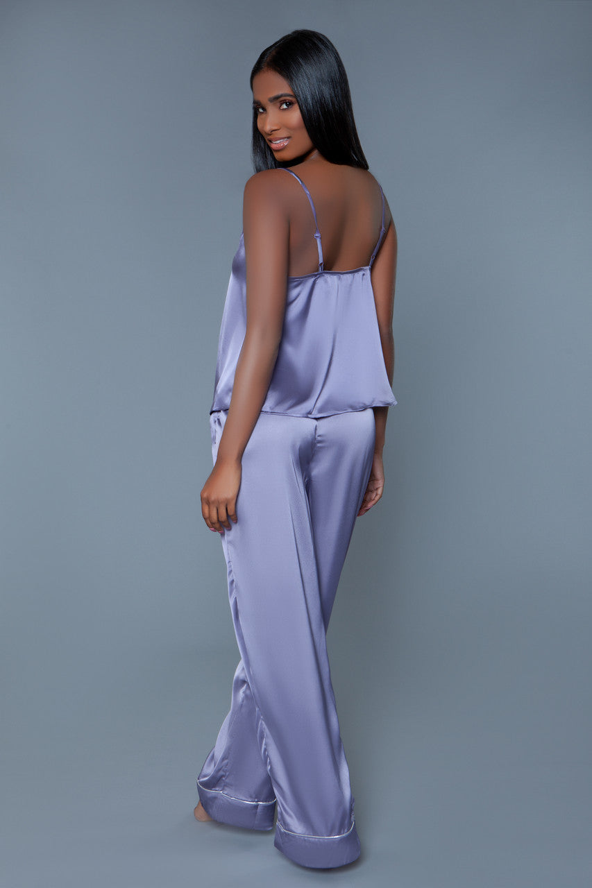 Madison Satin Pants PJ Set – Luxurious Silky Sleepwear with Cami Top and Wide Leg Pants