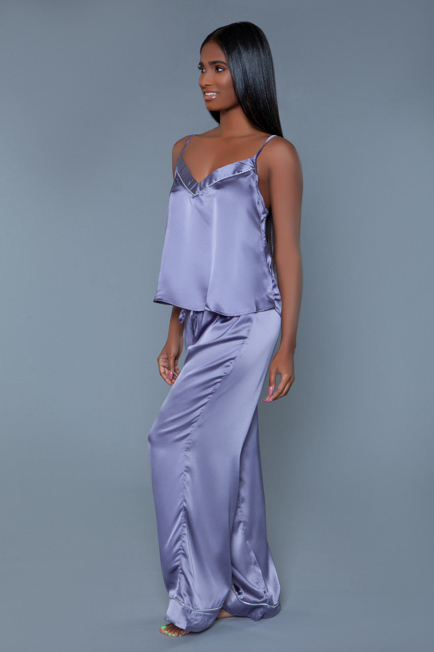 Madison Satin Pants PJ Set – Luxurious Silky Sleepwear with Cami Top and Wide Leg Pants