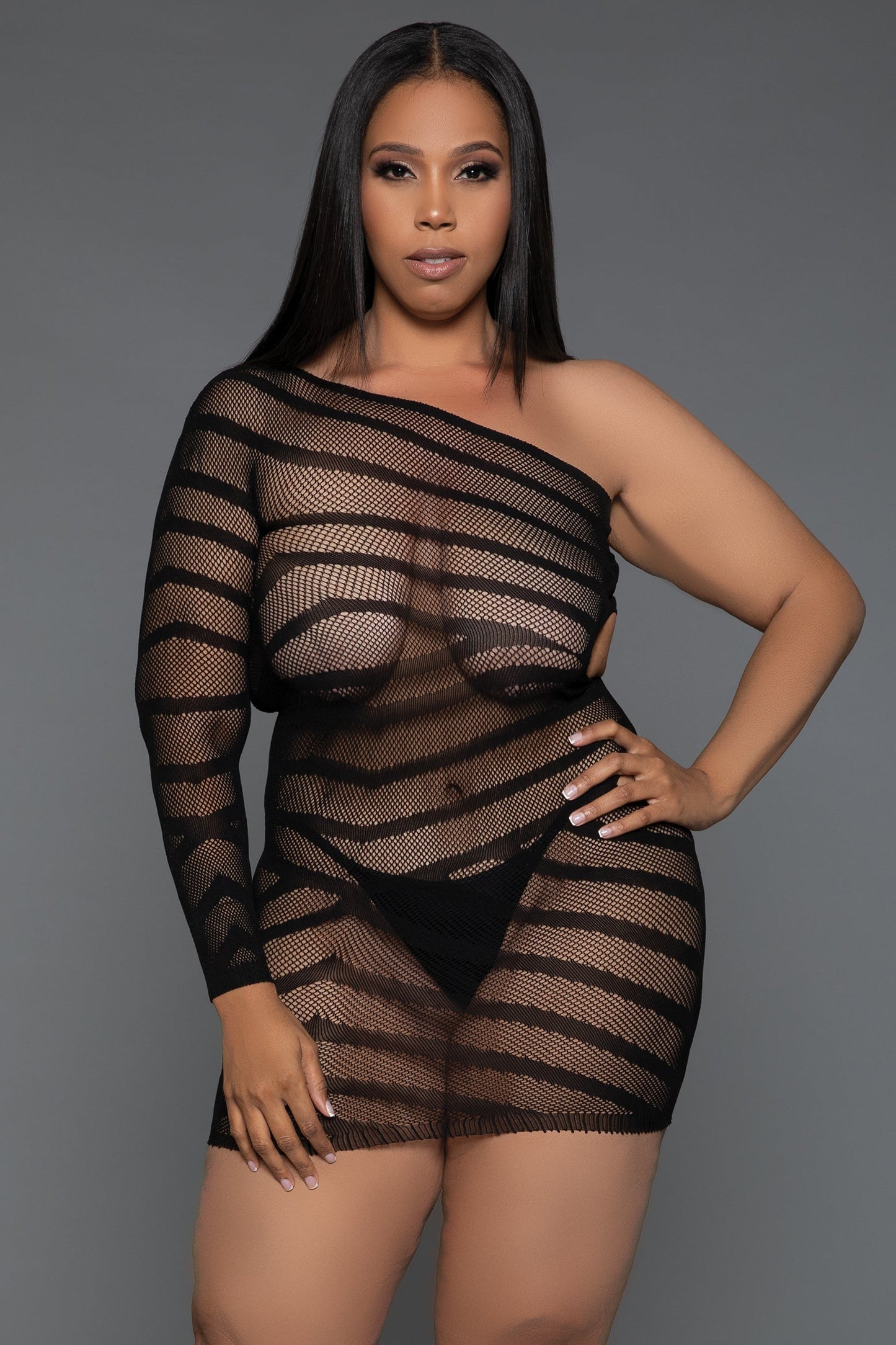 Everything You Want Minidress: Daring Striped Sheer Lingerie Dress