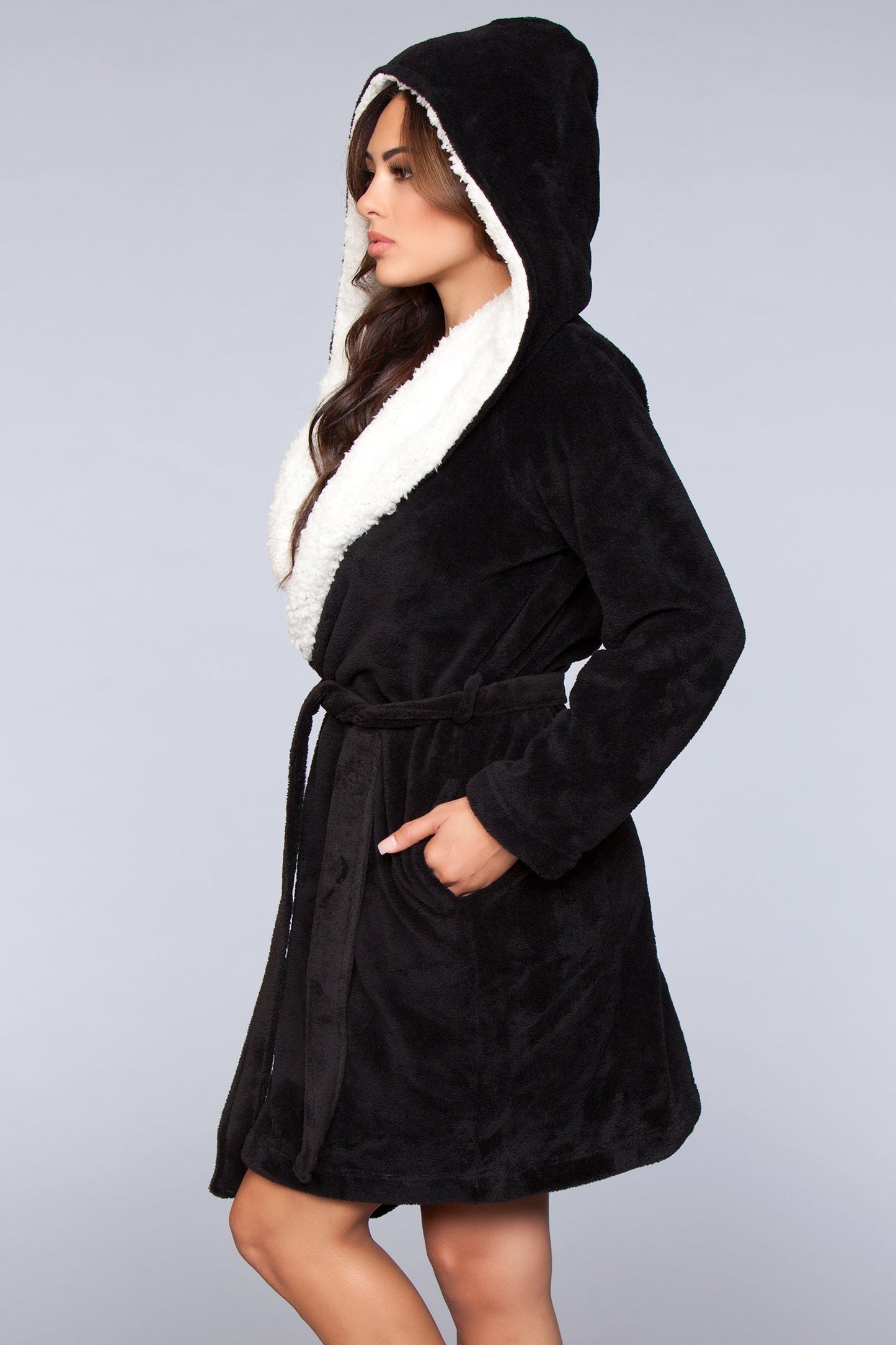 Janet Plush Fleece Color Block Robe – Unisex Comfort with Faux Fur Lining