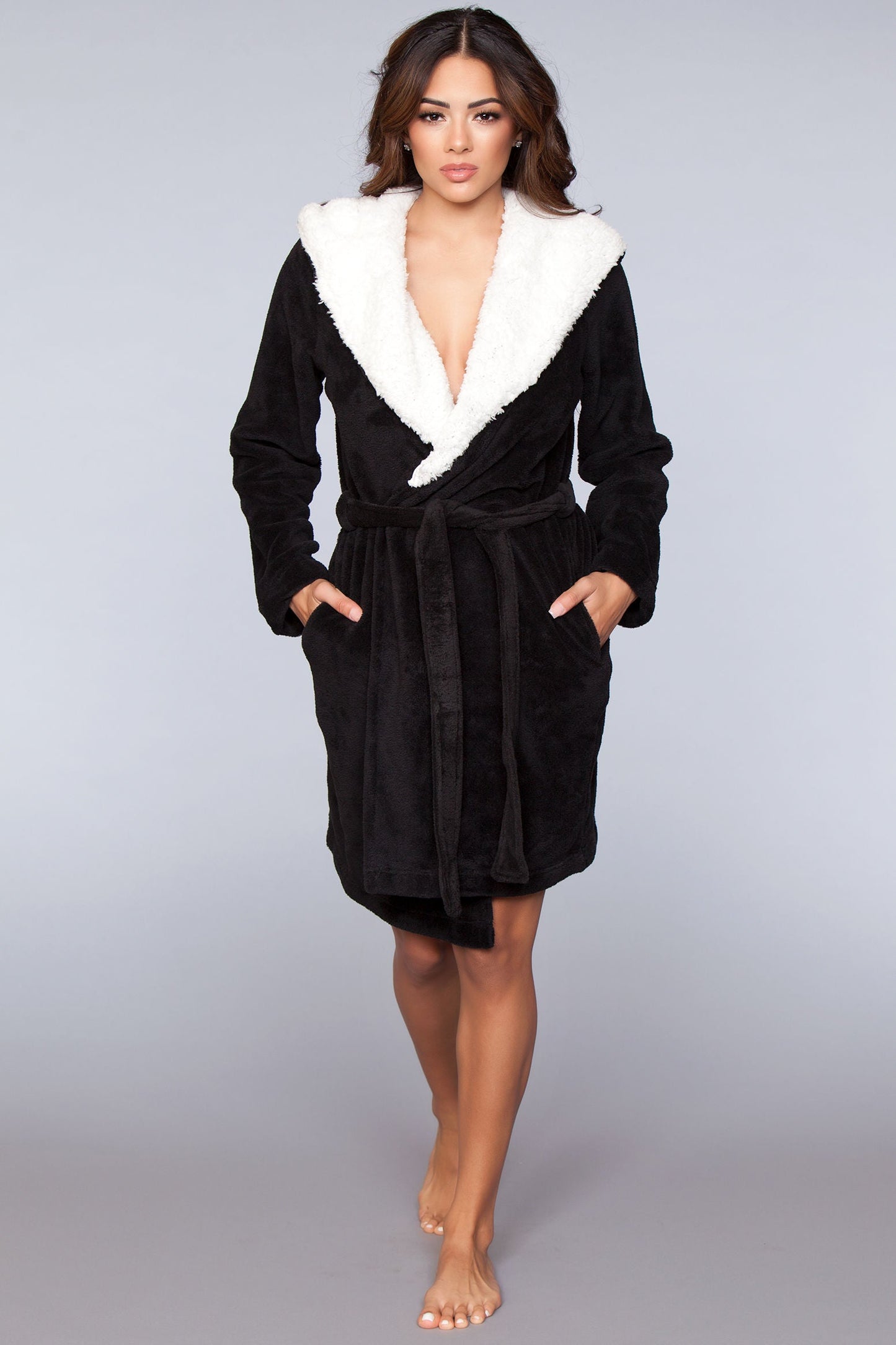 Janet Plush Fleece Color Block Robe – Unisex Comfort with Faux Fur Lining