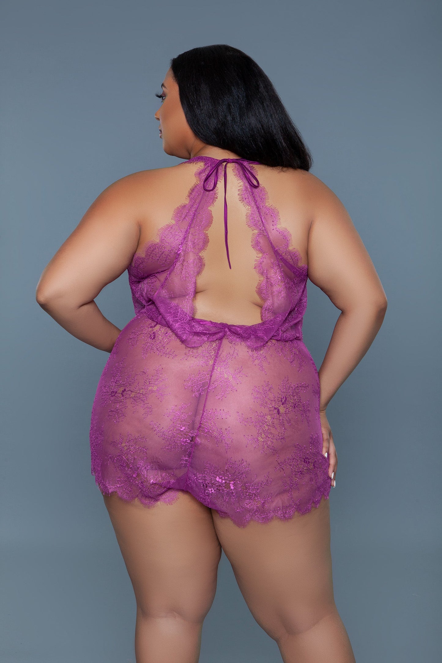 Reagan Romper Lingerie: Elegant Lace Romper with Satin Bow Detail
