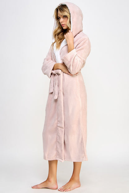 Janette Plush Fleece Hooded Robe – Ultimate Comfort for Cozy Evenings