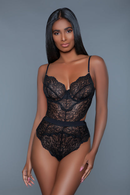 Bettany Lace Bodysuit – Delicate Allover Lace, Underwire Support & Modern Cutout Design