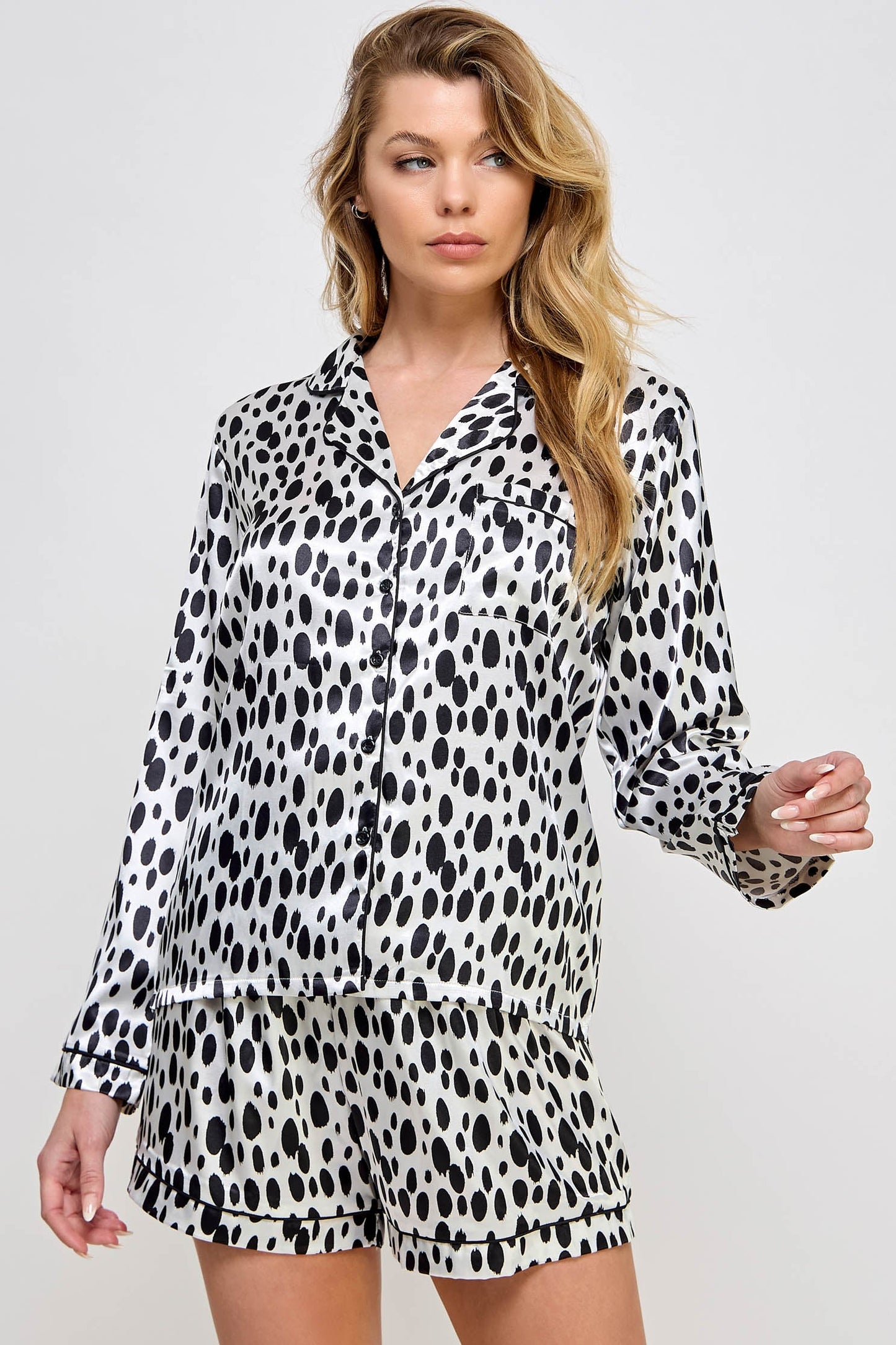 Dalmy Comfy Long Sleeve Pajama Set with Shorts
