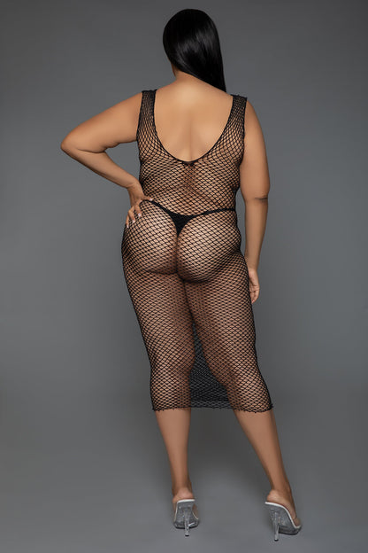 Unleash Me Sexy Fishnet Maxi Bodycon Dress – Deep U Back