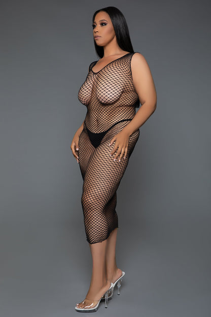 Unleash Me Sexy Fishnet Maxi Bodycon Dress – Deep U Back