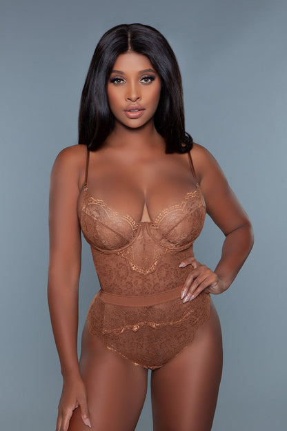 Bettany Lace Bodysuit – Delicate Allover Lace, Underwire Support & Modern Cutout Design