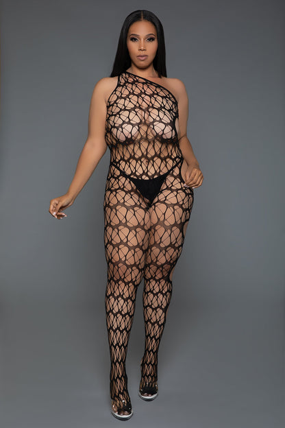 In Your Dreams Bodystocking: Bold Web Pattern with Sensual Cut-Out Design