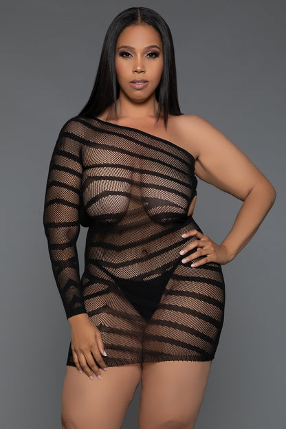 Everything You Want Minidress: Daring Striped Sheer Lingerie Dress