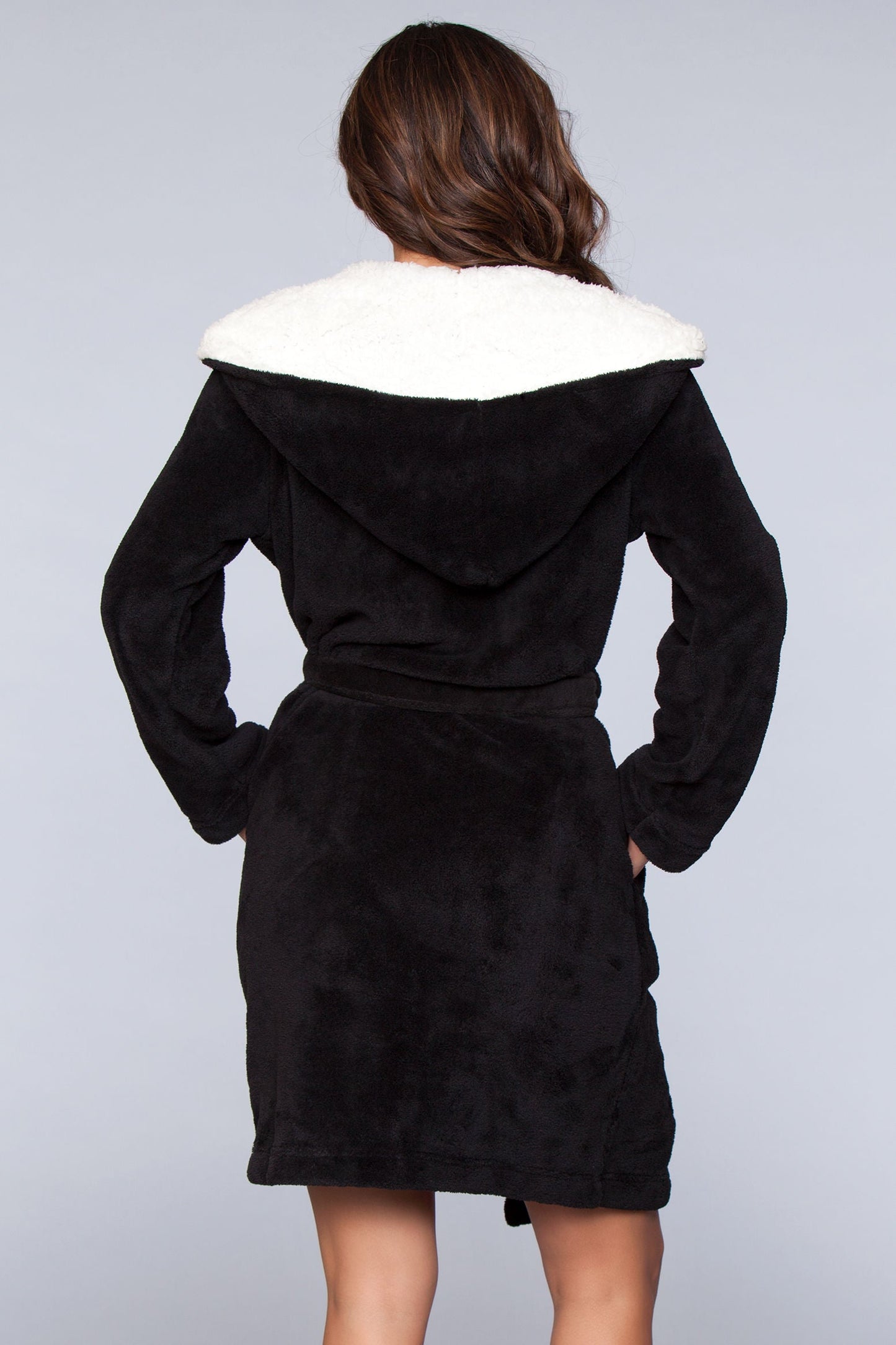 Janet Plush Fleece Color Block Robe – Unisex Comfort with Faux Fur Lining