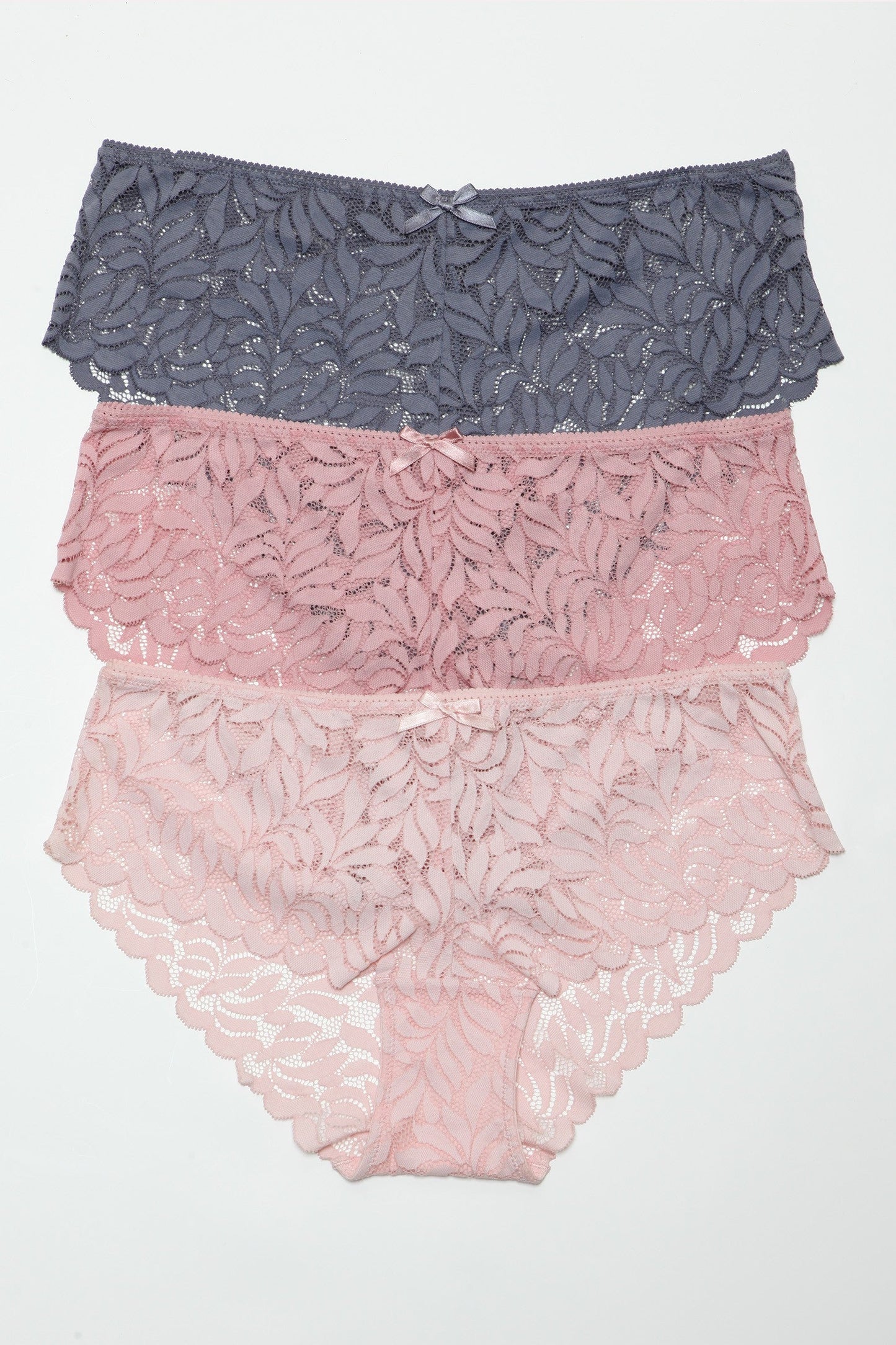 Livvy Hipster 3 Pack Panties with Leaf Lace Design for Natural Elegance
